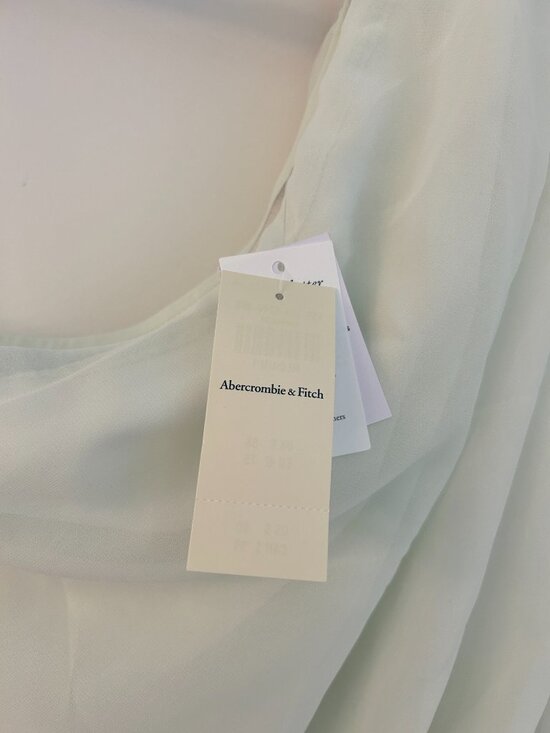 Abercrombie & Fitch One-Shoulder Chiffon Mini Dress Light Mint Green M Tall NWT - Picture 8 of 13